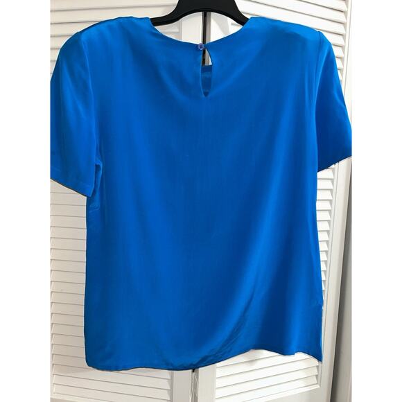 Diane Von Furstenberg DVF Turquoise Aqua 100% Silk Shell Blouse Vintage Medium - Picture 3 of 7